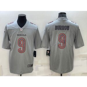 686239c25a87f_1 Men's Cincinnati Bengals #9 Joe Burrow Gray Atmosphere Fashion Stitched Jersey