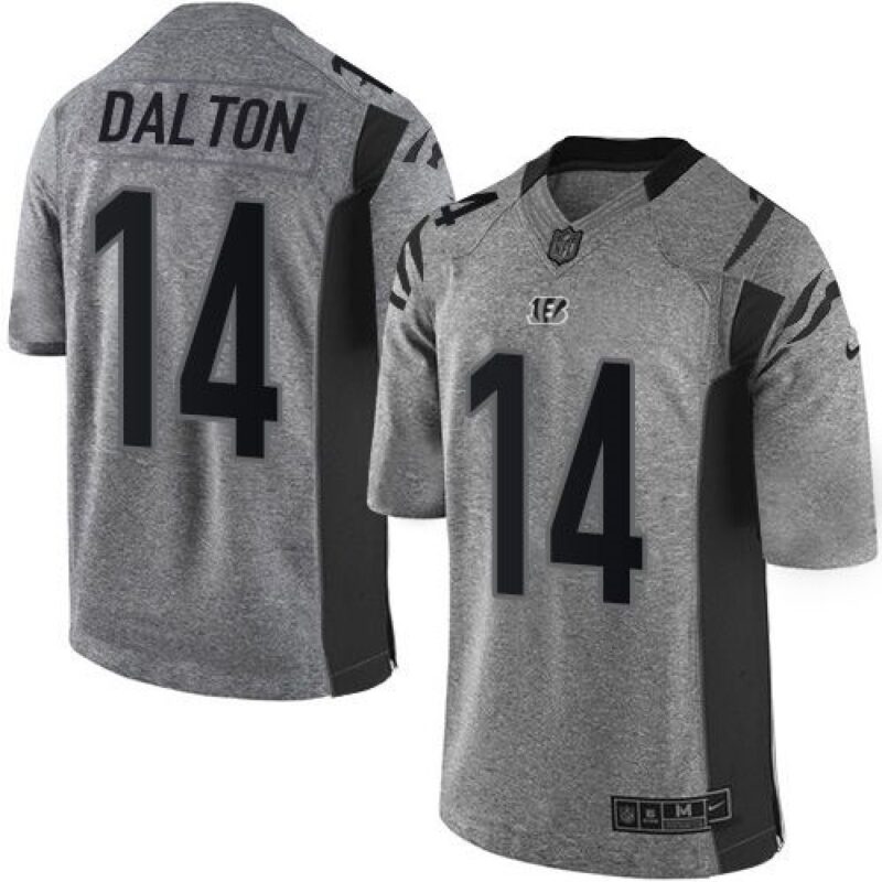 686239c5e9fb1_1 Bengals #14 Andy Dalton Gray Men's Stitched NFL Limited Gridiron Gray Jersey