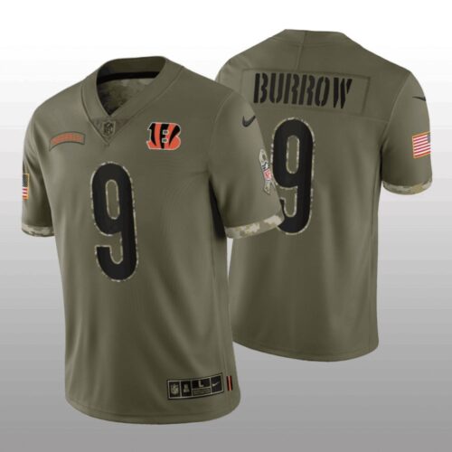 68623a42af0e9_1 Men's Cincinnati Bengals #9 Joe Burrow Olive 2022 Salute To Service Limited Stitched Jersey