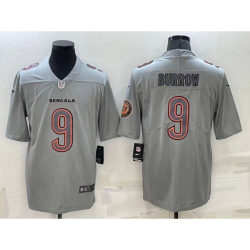 68623b65664df_1 Men's Cincinnati Bengals #9 Joe Burrow Gray With Patch Atmosphere Fashion Stitched Jersey
