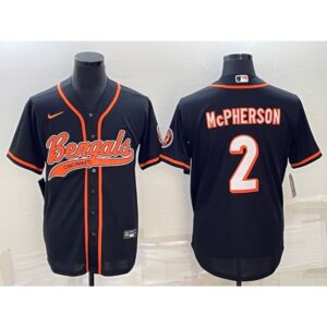 68623b75921da_1 Men's Cincinnati Bengals #2 Evan McPherson Black With Patch Cool Base Stitched Baseball Jersey