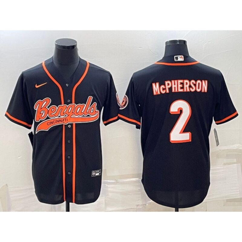 68623b75921da_1 Men's Cincinnati Bengals #2 Evan McPherson Black With Patch Cool Base Stitched Baseball Jersey