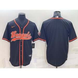 68623b83a3b5e_1 Men's Cincinnati Bengals Blank Black With Patch Cool Base Stitched Baseball Jersey