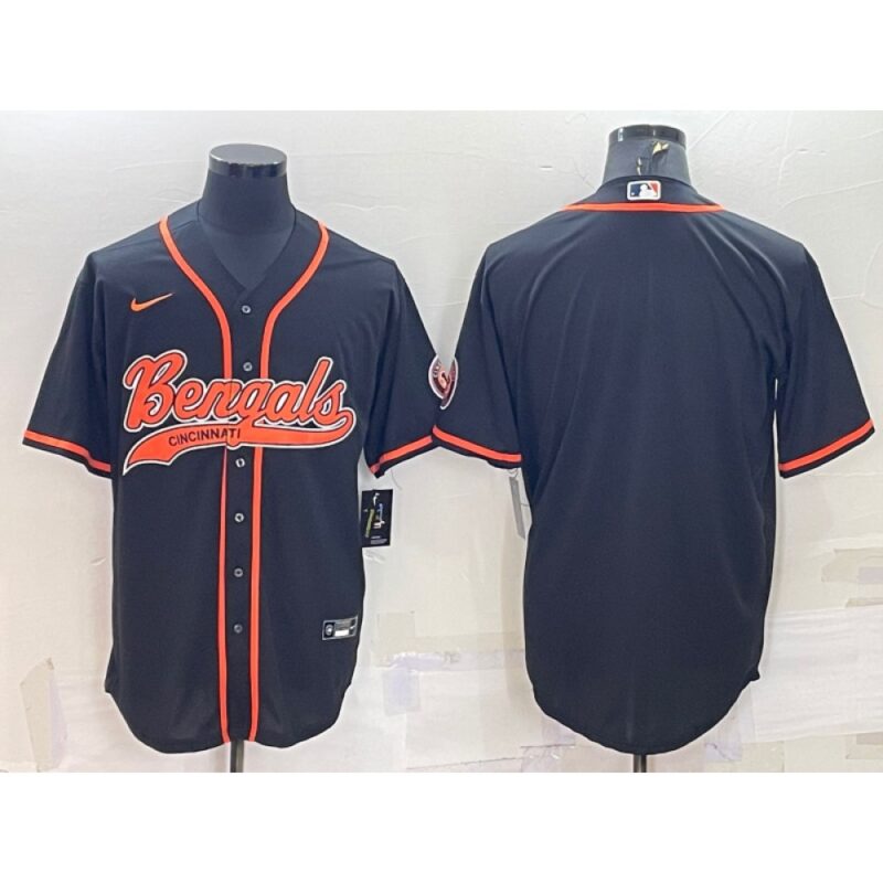 68623b83a3b5e_1 Men's Cincinnati Bengals Blank Black With Patch Cool Base Stitched Baseball Jersey