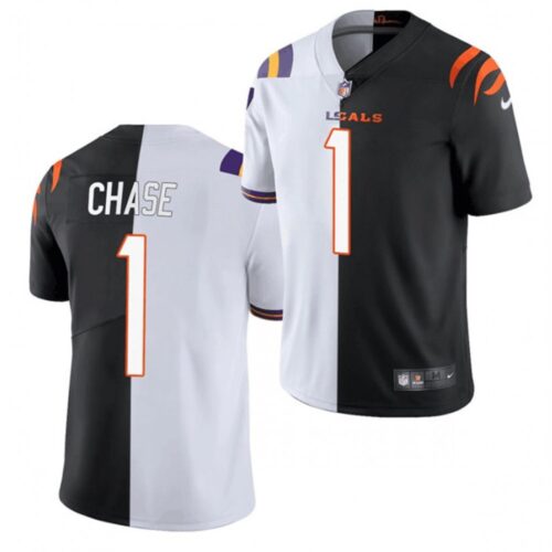 68623b89e5a03_1 Men's Cincinnati Bengals #1 Ja'Marr Chase 2021 Black/White Split Stitched NFL Jersey