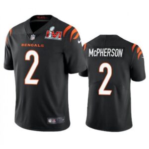 68623c06c5d03_1 Men's Cincinnati Bengals #2 Evan McPherson 2022 Black Super Bowl LVI Vapor Limited Stitched Jersey
