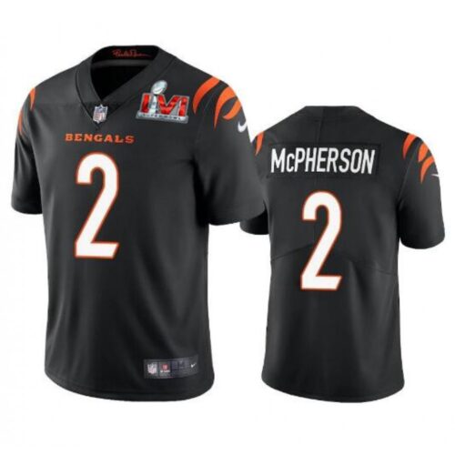 68623c06c5d03_1 Men's Cincinnati Bengals #2 Evan McPherson 2022 Black Super Bowl LVI Vapor Limited Stitched Jersey