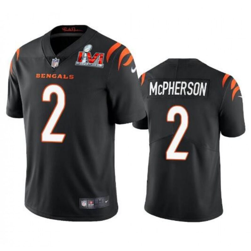 68623c06c5d03_1 Men's Cincinnati Bengals #2 Evan McPherson 2022 Black Super Bowl LVI Vapor Limited Stitched Jersey