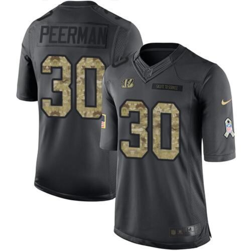 Bengals #30 Cedric Peerman Black Men's Stitched NFL Limited 2016 Salute to Service Jersey