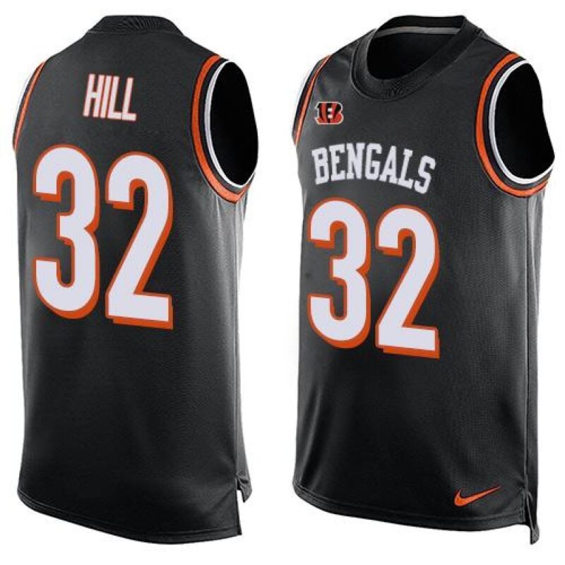 68623c592d8f8_1 Bengals #32 Jeremy Hill Black Team Color Men's Stitched NFL Limited Tank Top Jersey