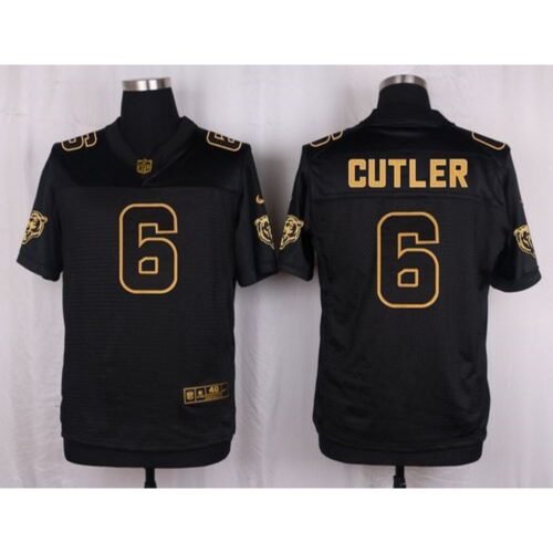 Bears #6 Jay Cutler Black Men's Stitched NFL Elite Pro Line Gold Collection Jersey