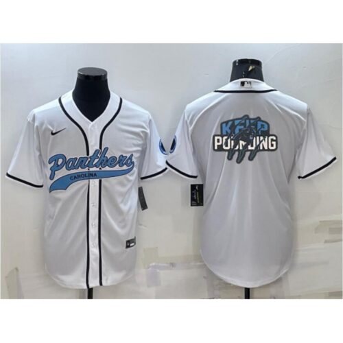 68624242558cd_1 Men's Carolina Panthers White Team Big Logo With Patch Cool Base Stitched Baseball Jersey