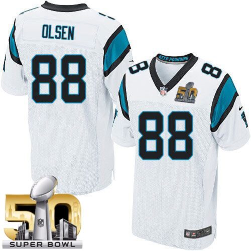 6862429938136_1 Panthers #88 Greg Olsen White Super Bowl 50 Men's Stitched NFL Elite Jersey