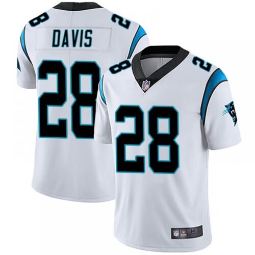 686242d3f18ea_1 Men's Carolina Panthers #28 Mike Davis White Vapor Untouchable Limited Stitched Jersey