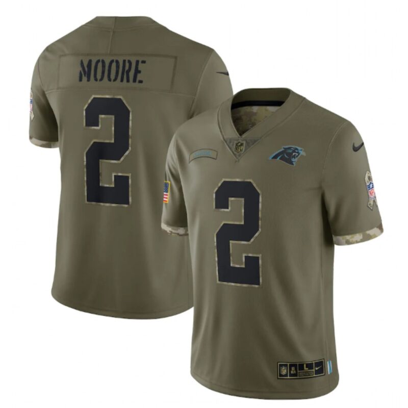 686243c7d0c23_1 Men's Carolina Panthers #2 D.J. Moore Olive 2022 Salute To Service Limited Stitched Jersey