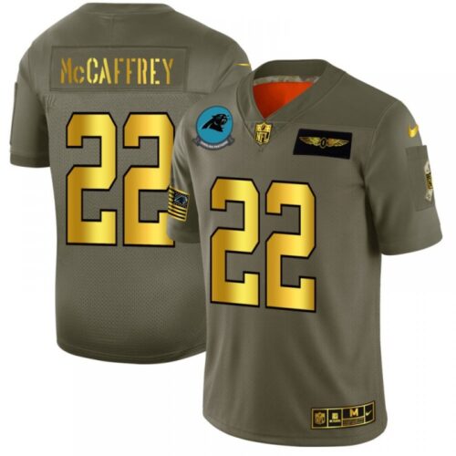 686243d14f3aa_1 Men's Carolina Panthers #22 Christian McCaffrey 2019 Olive/Gold Salute To Service Limited Stitched NFL Jersey