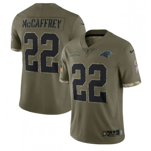 686243d792a94_1 Men's Carolina Panthers #22 Christian McCaffrey Olive 2022 Salute To Service Limited Stitched Jersey