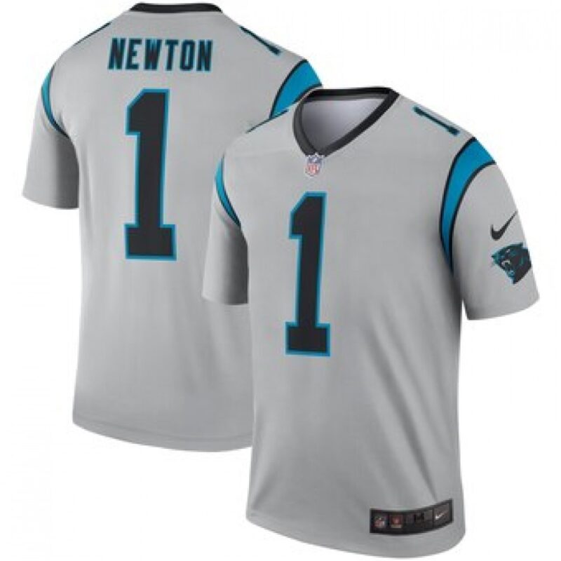 686243fb2e62d_1 Men's Carolina Panthers #1 Cam Newton Silver Inverted Legend Jersey