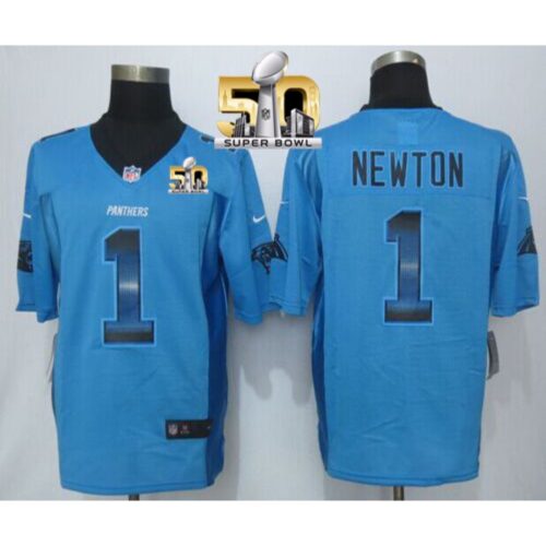 68624415ae2b2_1 Panthers #1 Cam Newton Blue Alternate Super Bowl 50 Men's Stitched NFL Limited Strobe Jersey