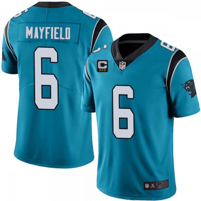 6862446da34ea_1 Men's Carolina Panthers #6 Baker Mayfield Blue With 3-star C Patch Vapor Untouchable Limited Stitched Jersey