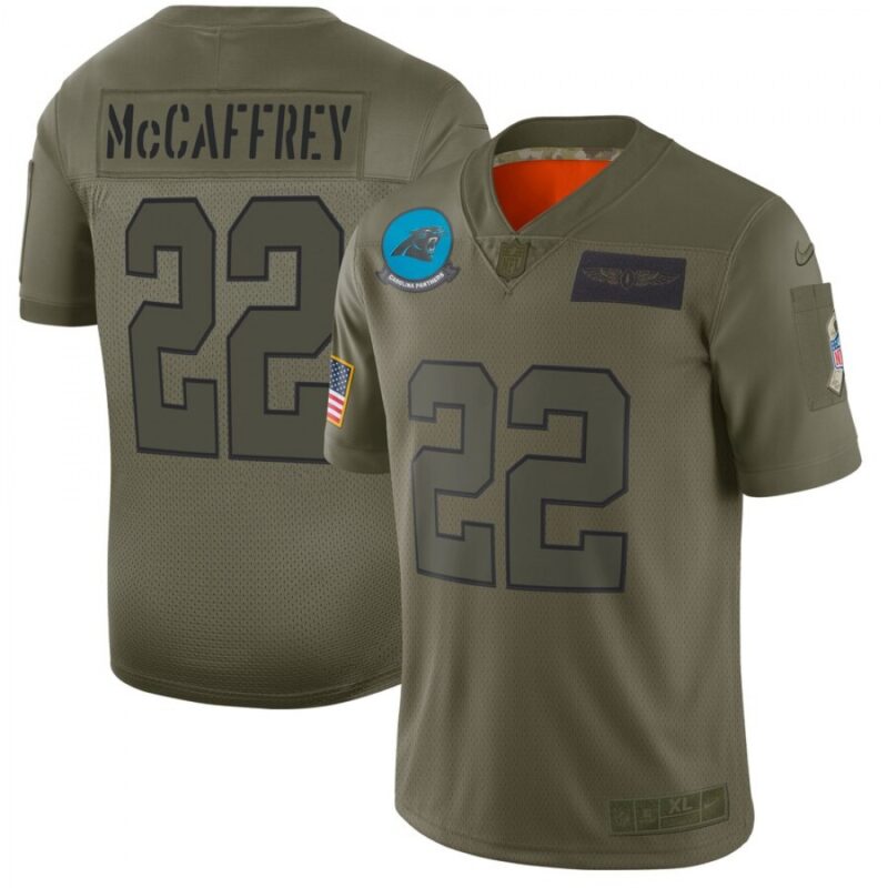686244b313c37_1 Men's Carolina Panthers #22 Christian McCaffrey 2019 Camo Salute To Service Limited Stitched NFL Jersey