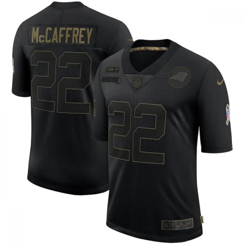 6862450940366_1 Men's Carolina Panthers #22 Christian McCaffrey 2020 Black Salute To Service Limited Stitched Jersey
