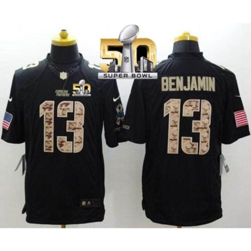 686245b5f3c5b_1 Panthers #13 Kelvin Benjamin Black Super Bowl 50 Men's Stitched NFL Limited Salute to Service Jersey
