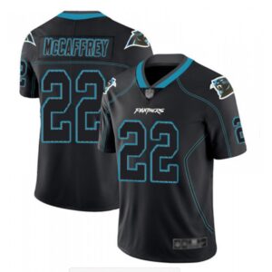 686245e4018a4_1 Men's Carolina Panthers #22 Christian McCaffrey Black Lights Out Color Rush NFL Limited Stitched Jersey