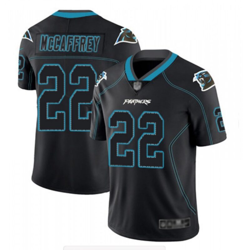 686245e4018a4_1 Men's Carolina Panthers #22 Christian McCaffrey Black Lights Out Color Rush NFL Limited Stitched Jersey