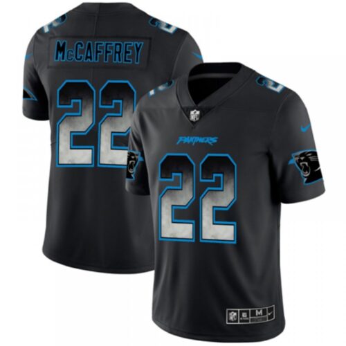 686245ea7b998_1 Men's Carolina Panthers #22 Christian McCaffrey Black 2019 Smoke Fashion Limited Stitched NFL Jersey