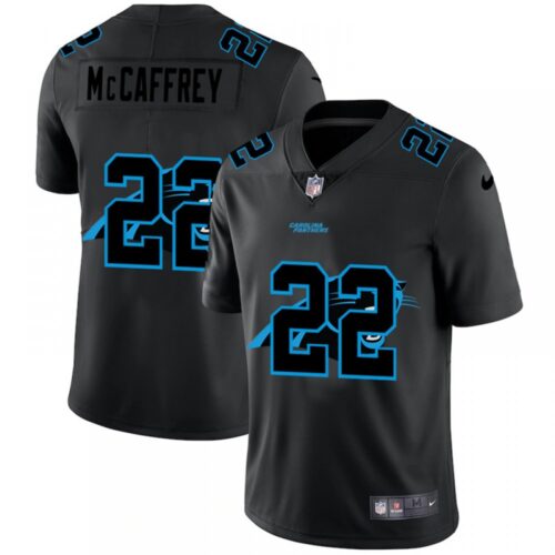 686245f109d54_1 Men's Carolina Panthers #22 Christian McCaffrey Black Shadow Logo Limited Stitched Jersey