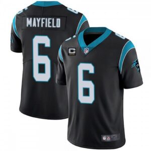 68624663d8235_1 Men's Carolina Panthers #6 Baker Mayfield Black With 3-star C Patch Vapor Untouchable Limited Stitched Jersey
