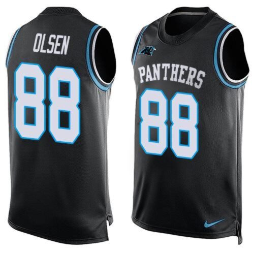 6862469504033_1 Panthers #88 Greg Olsen Black Team Color Men's Stitched NFL Limited Tank Top Jersey