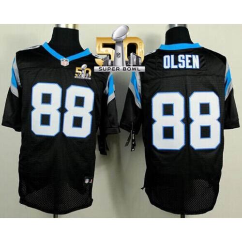68624716b8c5b_1 Panthers #88 Greg Olsen Black Team Color Super Bowl 50 Men's Stitched NFL Elite Jersey