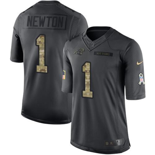6862475dc0e5c_1 Panthers #1 Cam Newton Black Men's Stitched NFL Limited 2016 Salute to Service Jersey