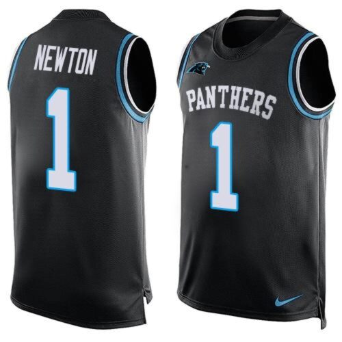 6862476121dfc_1 Panthers #1 Cam Newton Black Team Color Men's Stitched NFL Limited Tank Top Jersey