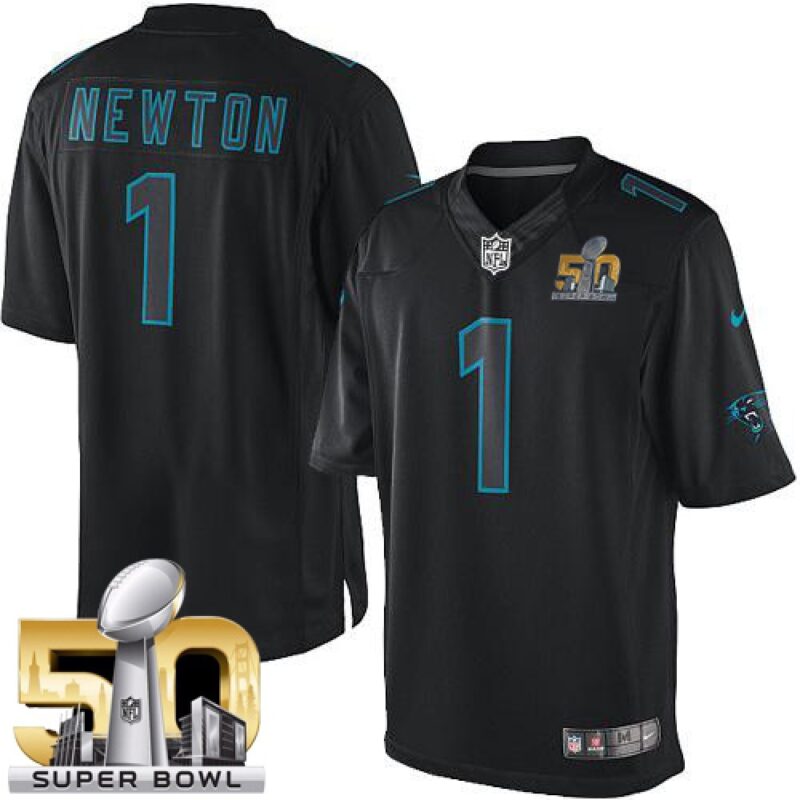 68624764b2ccc_1 Panthers #1 Cam Newton Black Super Bowl 50 Men's Stitched NFL Impact Limited Jersey