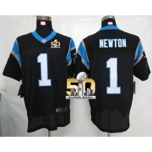 686247a430931_1 Panthers #1 Cam Newton Black Team Color Super Bowl 50 Men's Stitched NFL Elite Jersey