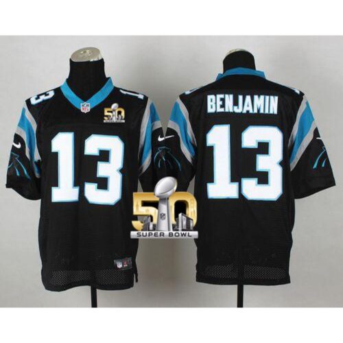 686247b8301e2_1 Panthers #13 Kelvin Benjamin Black Team Color Super Bowl 50 Men's Stitched NFL Elite Jersey
