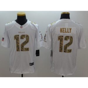 6862482a321be_1 Bills #12 Jim Kelly White Men's Stitched NFL Limited Salute To Service Jersey