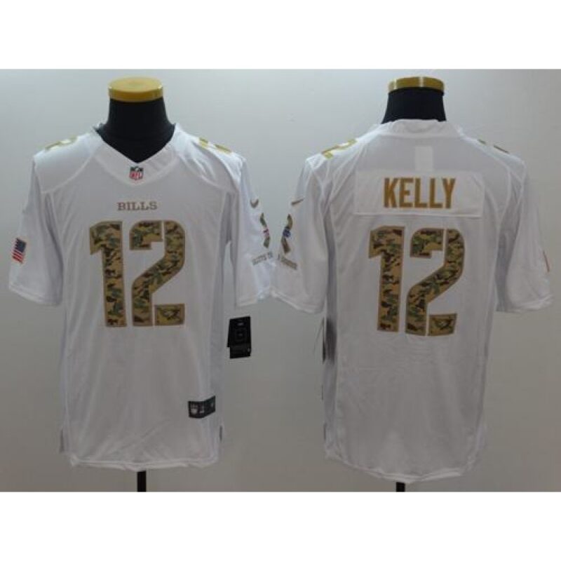 6862482a321be_1 Bills #12 Jim Kelly White Men's Stitched NFL Limited Salute To Service Jersey
