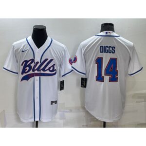 6862483ebc63f_1 Men's Buffalo Bills #14 Stefon Diggs White Cool Base Stitched Baseball Jersey