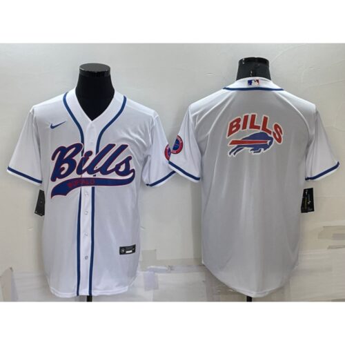 686248496f280_1 Men's Buffalo Bills White Team Big Logo With Patch Cool Base Stitched Baseball Jersey