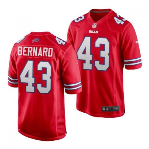 686248fa8691f_1 Men's Buffalo Bills #43 Terrel Bernard Red Stitched Jersey