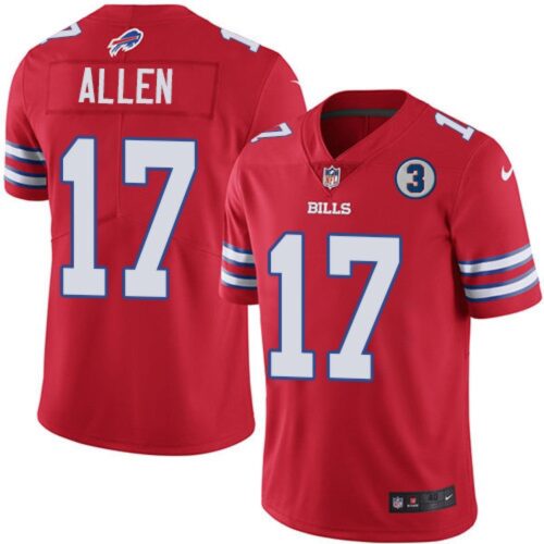 6862494f8d03a_1 Men's Buffalo Bills #17 Josh Allen Red With NO.3 Patch Vapor Untouchable Limited Stitched NFL Jersey