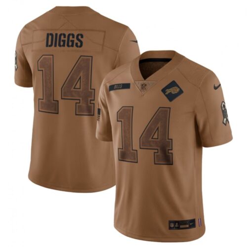 68624b20d1f43_1 Men's Buffalo Bills #14 Stefon Diggs 2023 Brown Salute To Service Limited Stitched Jersey