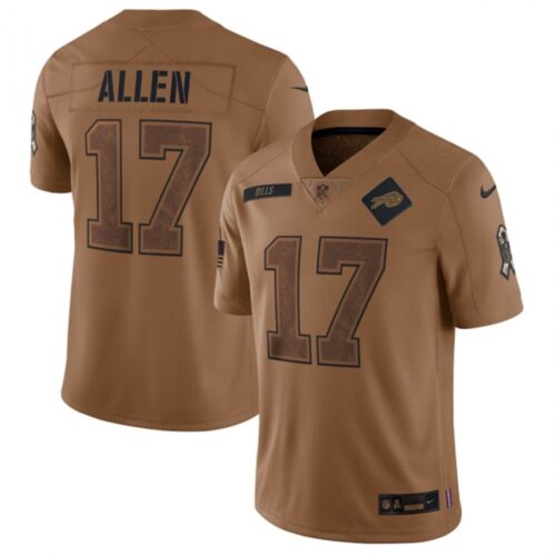 68624b243f1d7_1 Men's Buffalo Bills #17 Josh Allen 2023 Brown Salute To Service Limited Stitched Jersey
