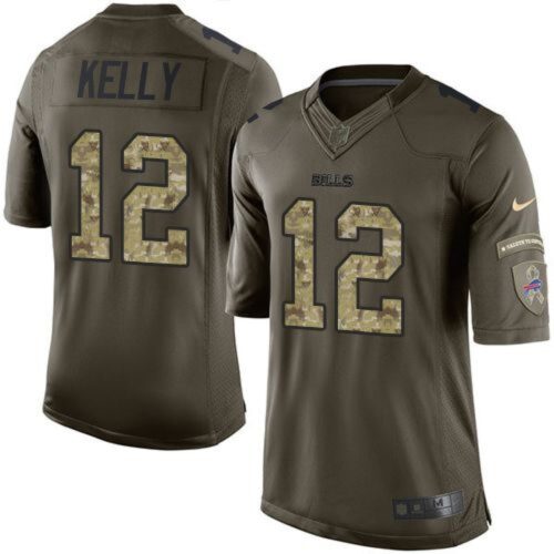 68624bd2be5f6_1 Bills #12 Jim Kelly Green Men's Stitched NFL Limited Salute To Service Jersey