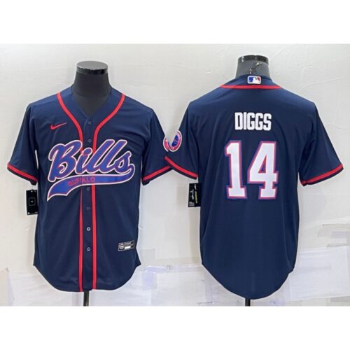 68624bd662ede_1 Men's Buffalo Bills #14 Stefon Diggs Navy With Patch Cool Base Stitched Baseball Jersey