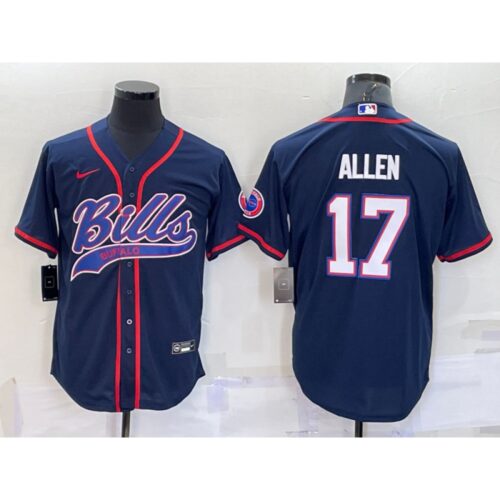 68624bd9e8e94_1 Men's Buffalo Bills #17 Josh Allen Navy With Patch Cool Base Stitched Baseball Jersey